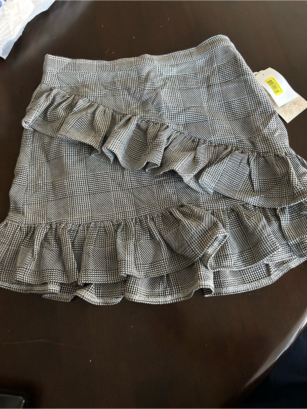 Black & White Plaid Ruffle Skirt
